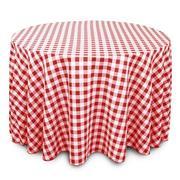 Linen: Red and White Checkered Round Tablecloth 108 Linen: Red and White Checkered Round Tablecloth 108