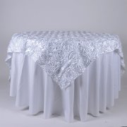 Linen: White Rosette Overlay 72 Linen: White Rosette Overlay 72